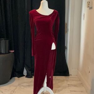 Elegant Burgundy Velvet Dress